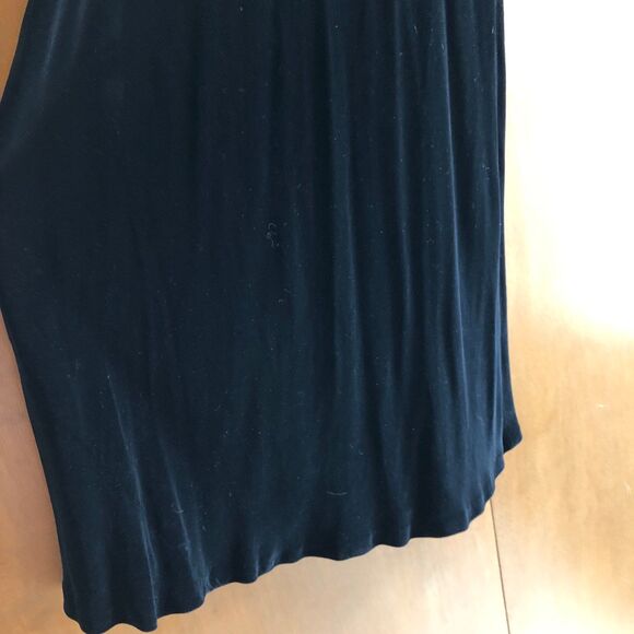 Vintage Ralph Lauren 90s Glam Black Velvet Midi Dress, High Neck, Lined Size 14 - Picture 4 of 8